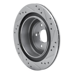 Subaru Impreza Brake Rotor (1) - Rear Left - R1 Concepts - Drilled & Slotted - Silver - `05-`09